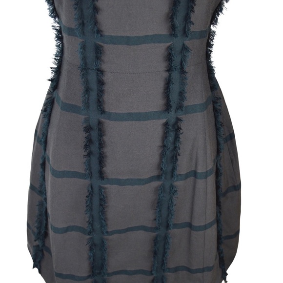 RALLIER Gabriella Mahogany Dress, Windowpane Fringe Design, Size 0 - Picture 7 of 11
